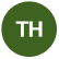 A green circle with the white uppercase letters "TH" in the center, inspired by the welcoming charm of a Sunset Beach NC bed and breakfast.