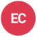 Red circle with the white capital letters "EC" centered inside, evoking the relaxed charm of a Sunset Beach NC bed and breakfast.
