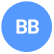 A blue circle with the white capital letters "BB" in the center, set against a light gray background, representing a Sunset Beach NC bed and breakfast.